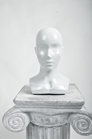Женская голова с лицом, Белый, Глянец